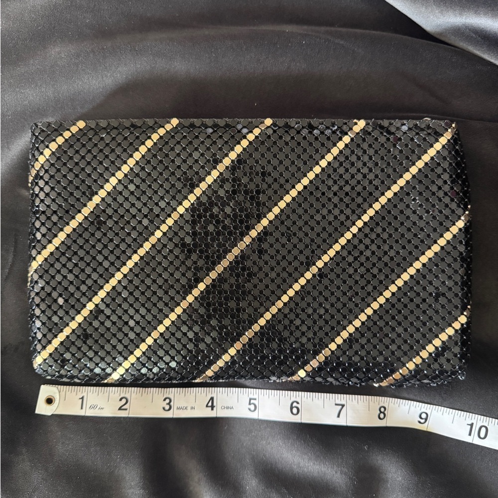 VTG Women’s Black Gold Sequin Purse Clutch Handbag Bag Crossbody w/ Chain Strap